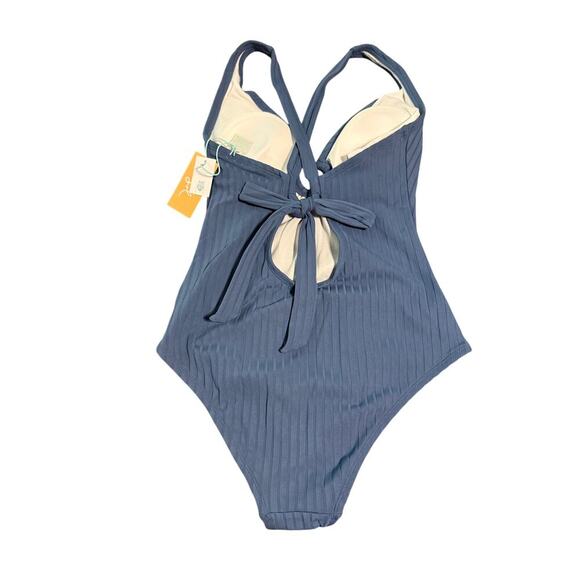 NWT Kona Sol Women Wide Ribbed Ring SZ Medium
One Piece Swimsuit Dusty Blue - Picture 3 of 11